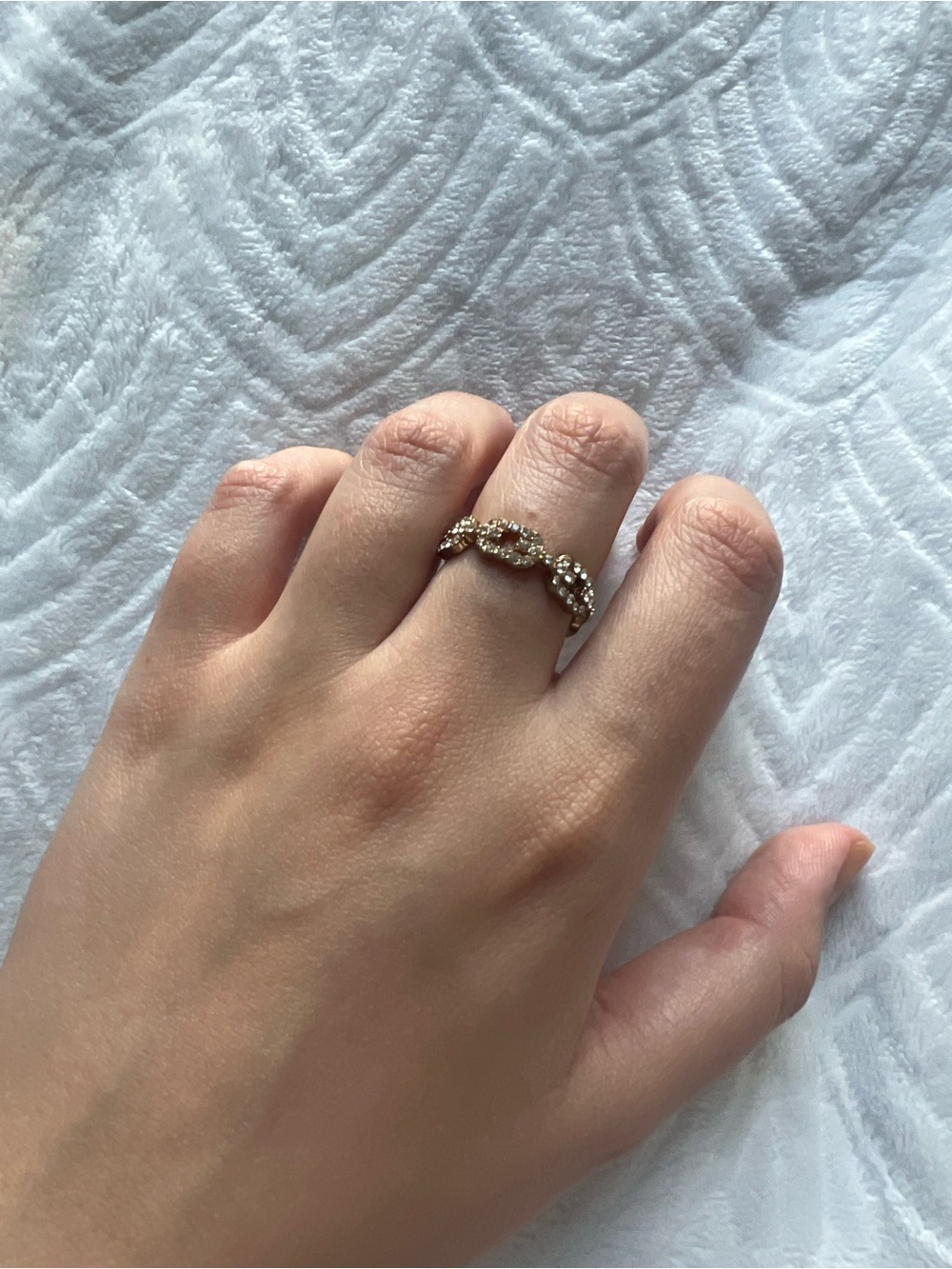 Elegant Gold Crystal Chain Ring for Women